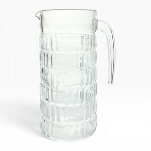 Vintage Geometric Grid Plaid French Glass Martini Alcohol Mixing Pitcher 8” 38oz